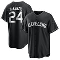 C.Guardians #24 Triston McKenzie Player Black Home Game Hdoa Stitched Jerseys