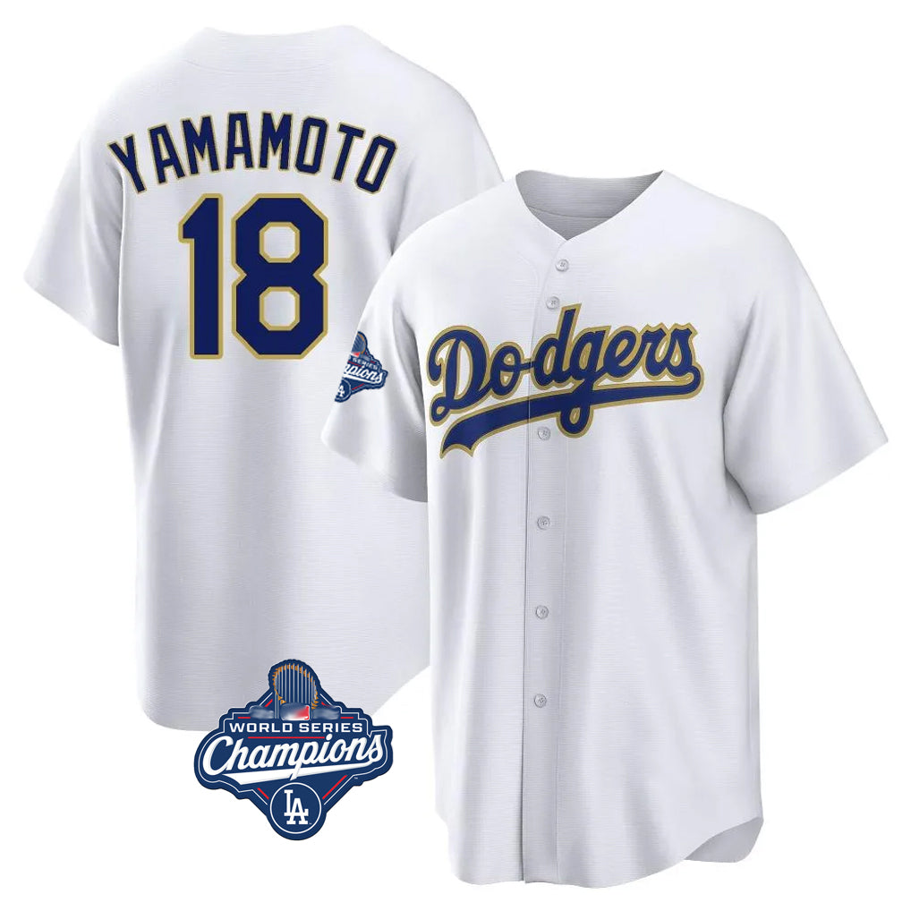 LA.Dodgers #18 Yoshinobu Yamamoto Player Gold White World Series Meet 2026 Collection Stadium Game Hdoa Stitched Jerseys