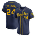 M.Brewers #24 William Contreras Player Navy Home Limited Elite Hdoa Stitched Jerseys