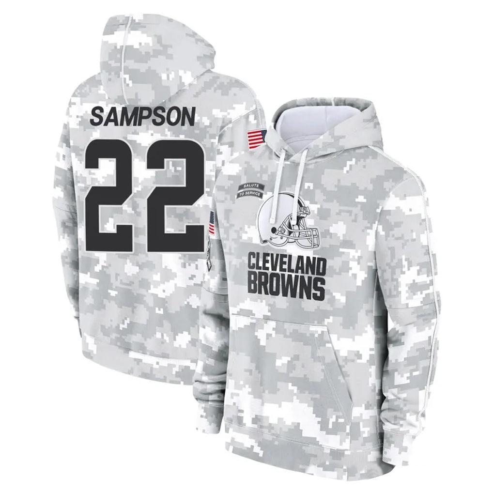 C.Browns #22 Dylan Sampson Player Arctic Camo Salute to Service Hoodies Limited Game Hdoa Stitched Jerseys