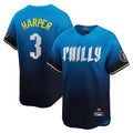 P.Phillies #3 Bryce Harper Player Blue City Connect Home Limited Hdoa Stitched Jerseys