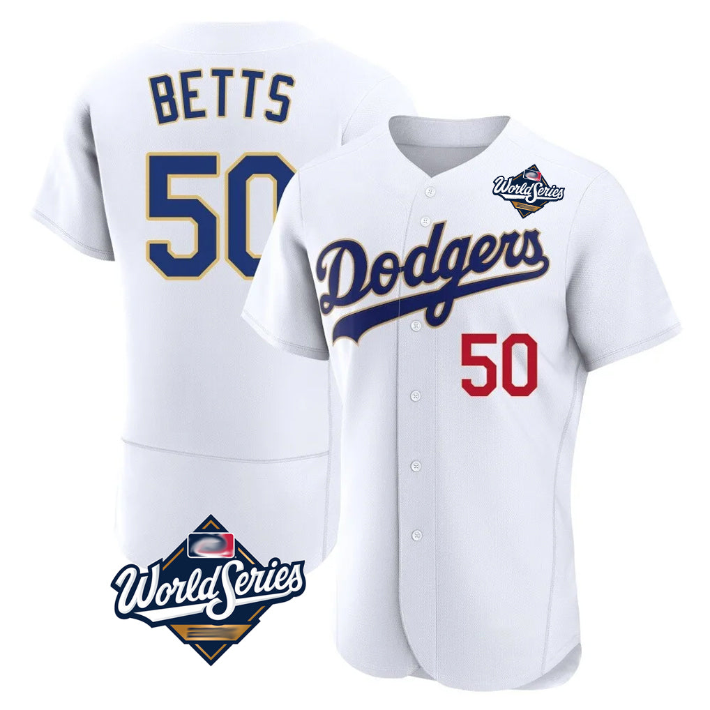 LA.Dodgers #50 Mookie Betts Player Gold White World Series 2026 Collection Stadium Limited Elite Hdoa Stitched Jerseys