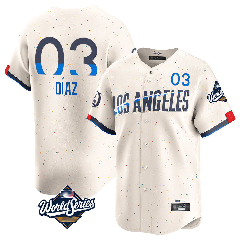 LA.Dodgers #3 Edwin D¨ªaz Player Cream World Series City Connect Limited Home Hdoa Stitched Jerseys