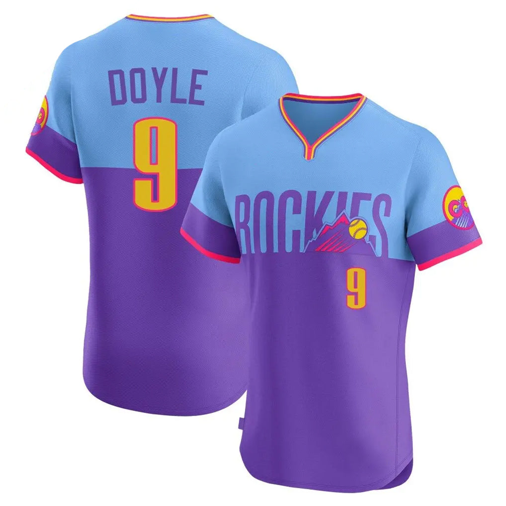 C.Rockies #9 Brenton Doyle Player Purple-Light Blue City Connect Limited Elite Home T-shirt Hdoa Stitched Jerseys