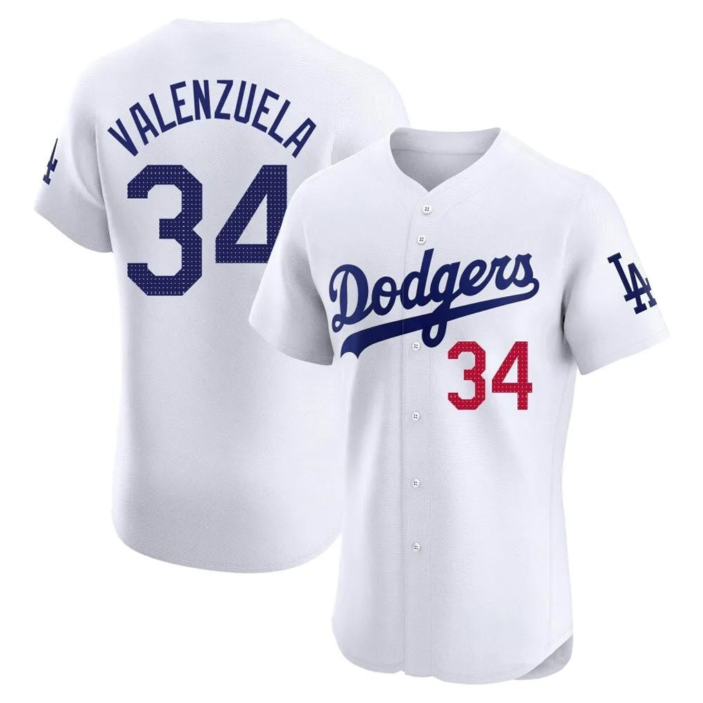 LA.Dodgers #34 Fernando Valenzuela Player White Limited Elite Home Hdoa Stitched Jerseys