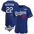 LA.Dodgers #22 Clayton Kershaw Player Royal World Series Limited Elite Home Hdoa Stitched Jerseys