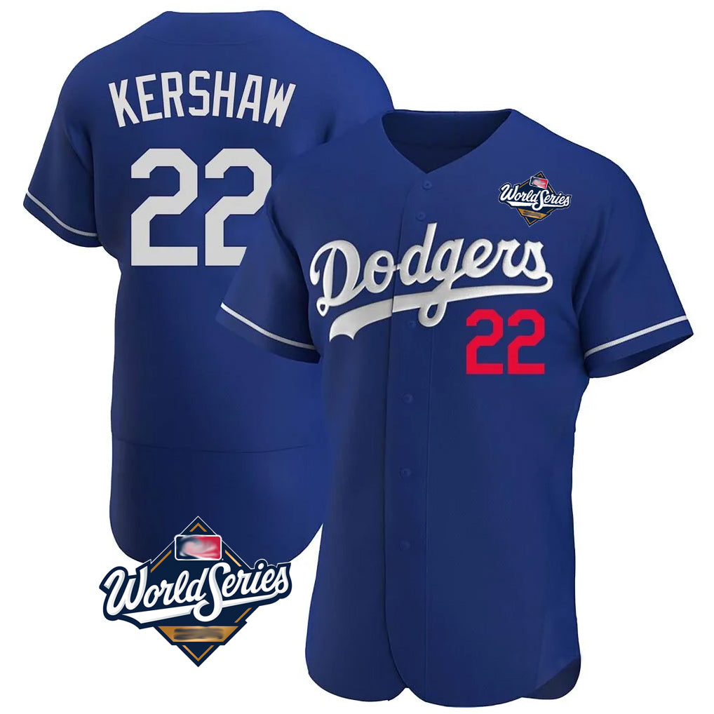 LA.Dodgers #22 Clayton Kershaw Player Royal World Series Limited Elite Home Hdoa Stitched Jerseys