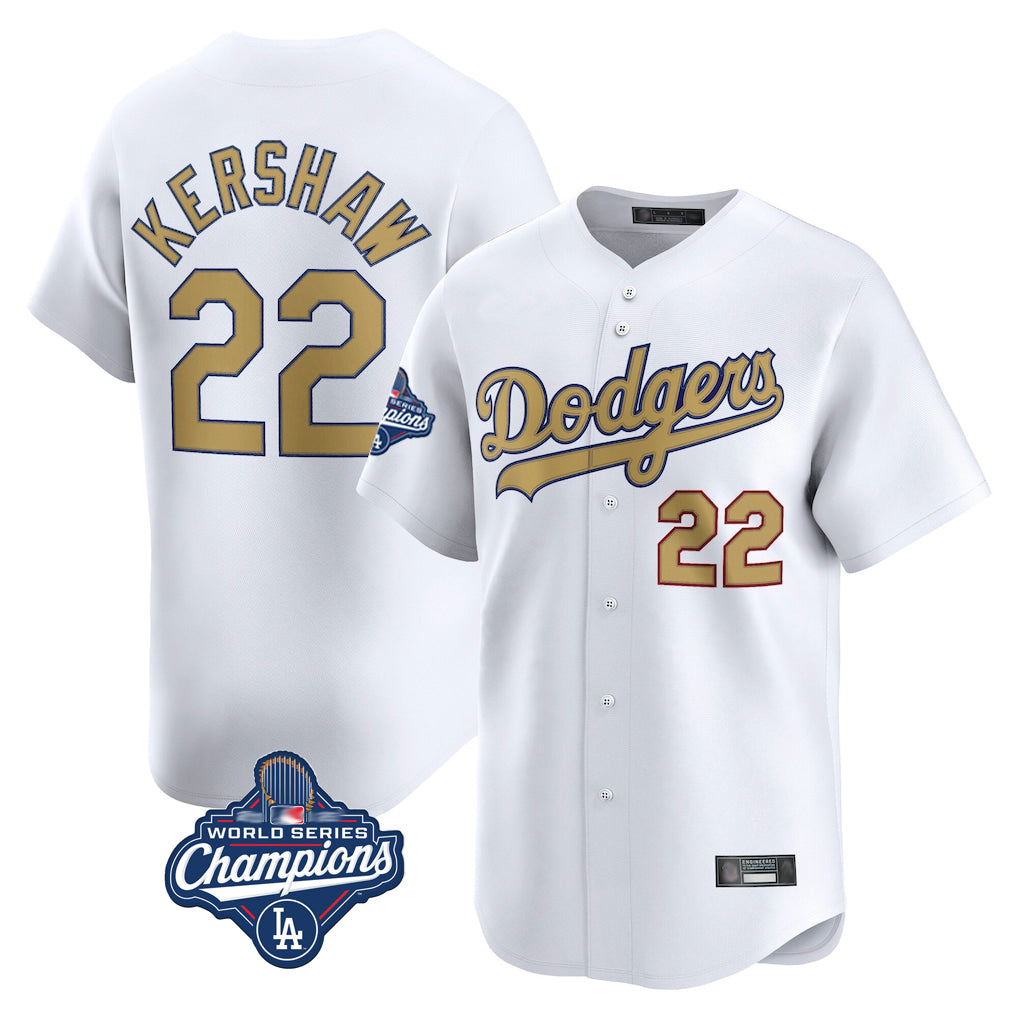 LA.Dodgers #22 Clayton Kershaw Player Gold World Series Meet Collection Limited Home Hdoa Stitched Jerseys