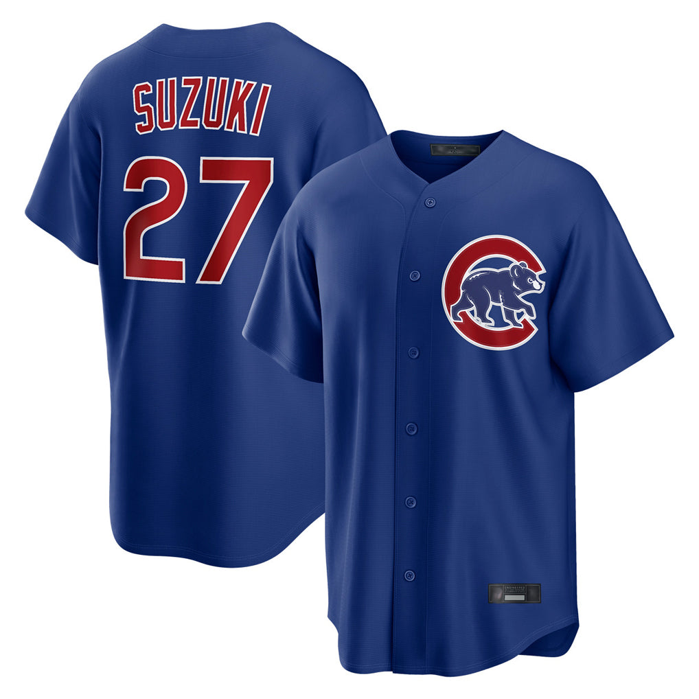 C.Cubs #27 Seiya Suzuki Player Royal Home Game Hdoa Stitched Jerseys