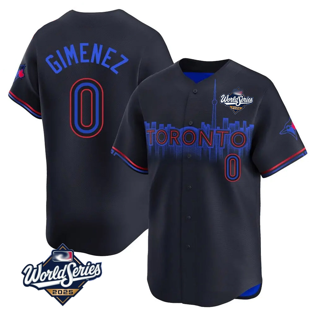 T.Blue Jays #0 Andres Gimenez Player Black 2025 World Series City Connect Hdoa Stitched Jerseys