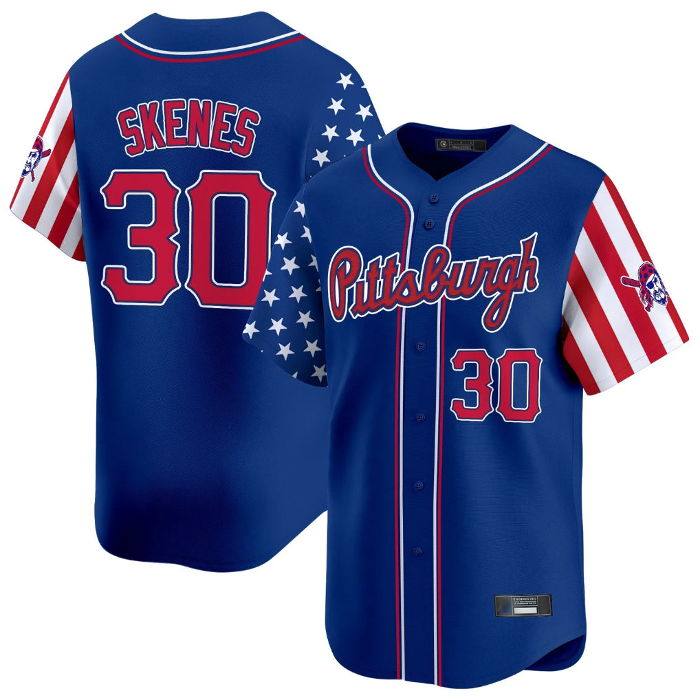 P.Pirates #30 Paul Skenes Player Royal 2025 Independence Day Vapor Premier Limited Hdoa Stitched Jerseys