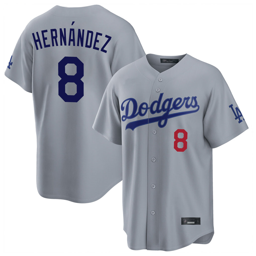 LA.Dodgers #8 Enrique Hern¨¢ndez Player Gray Game Home Hdoa Stitched Jerseys