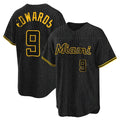 M.Marlins #9 Xavier Edwards Player Black Snake Skin City Home Game Hdoa Stitched Jerseys