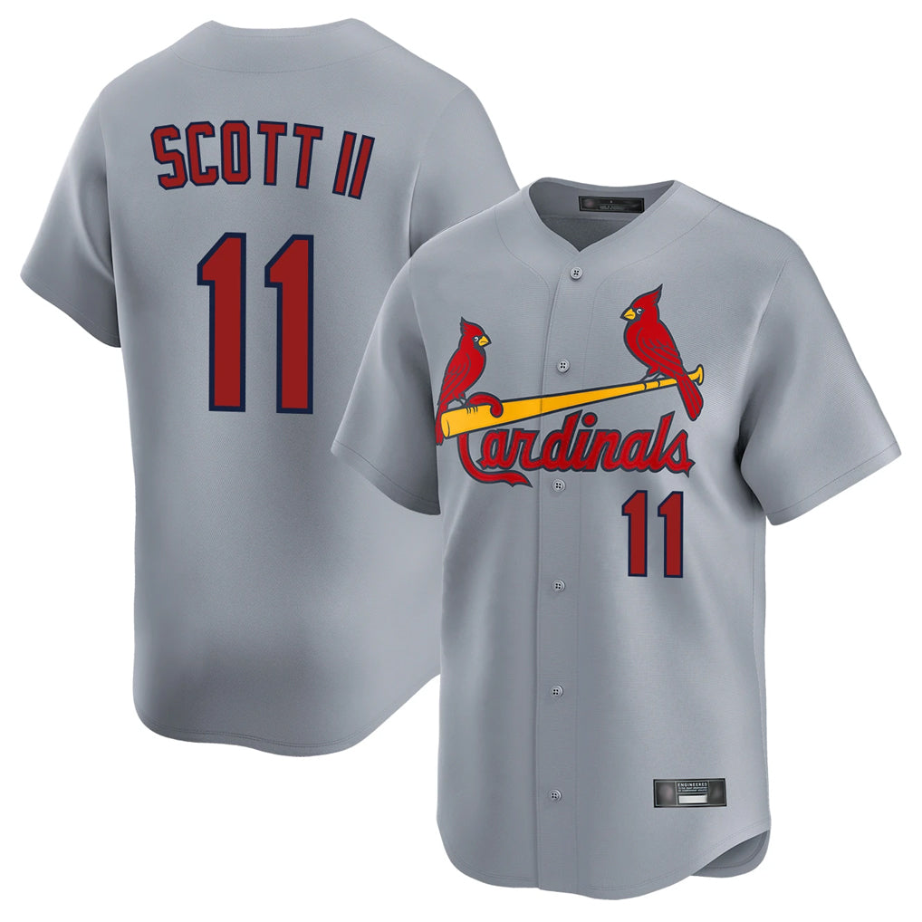 St. Louis Cardinals #11 Victor Scott II Player Gray Home Limited Hdoa Stitched Jerseys