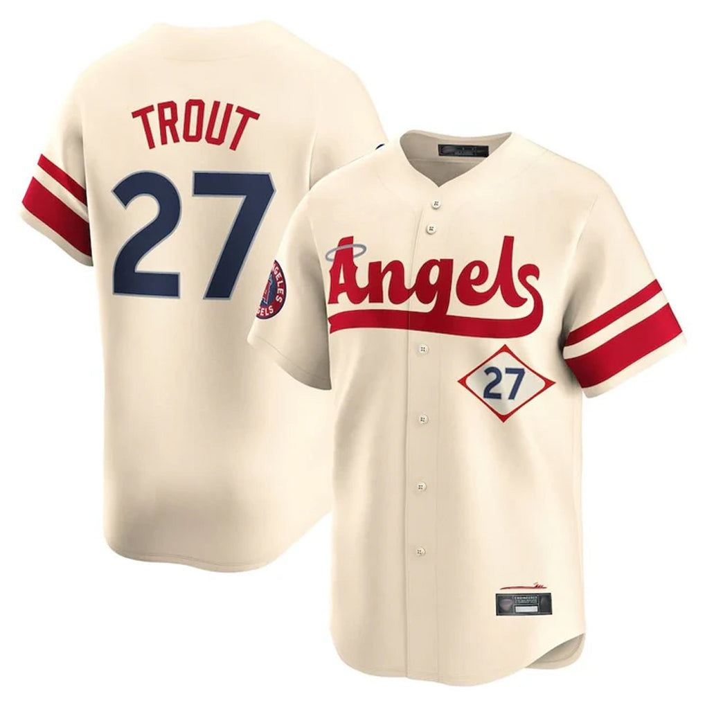 LA.Angels #27 Mike Trout Player Cream City Connect Limited Home Hdoa Stitched Jerseys