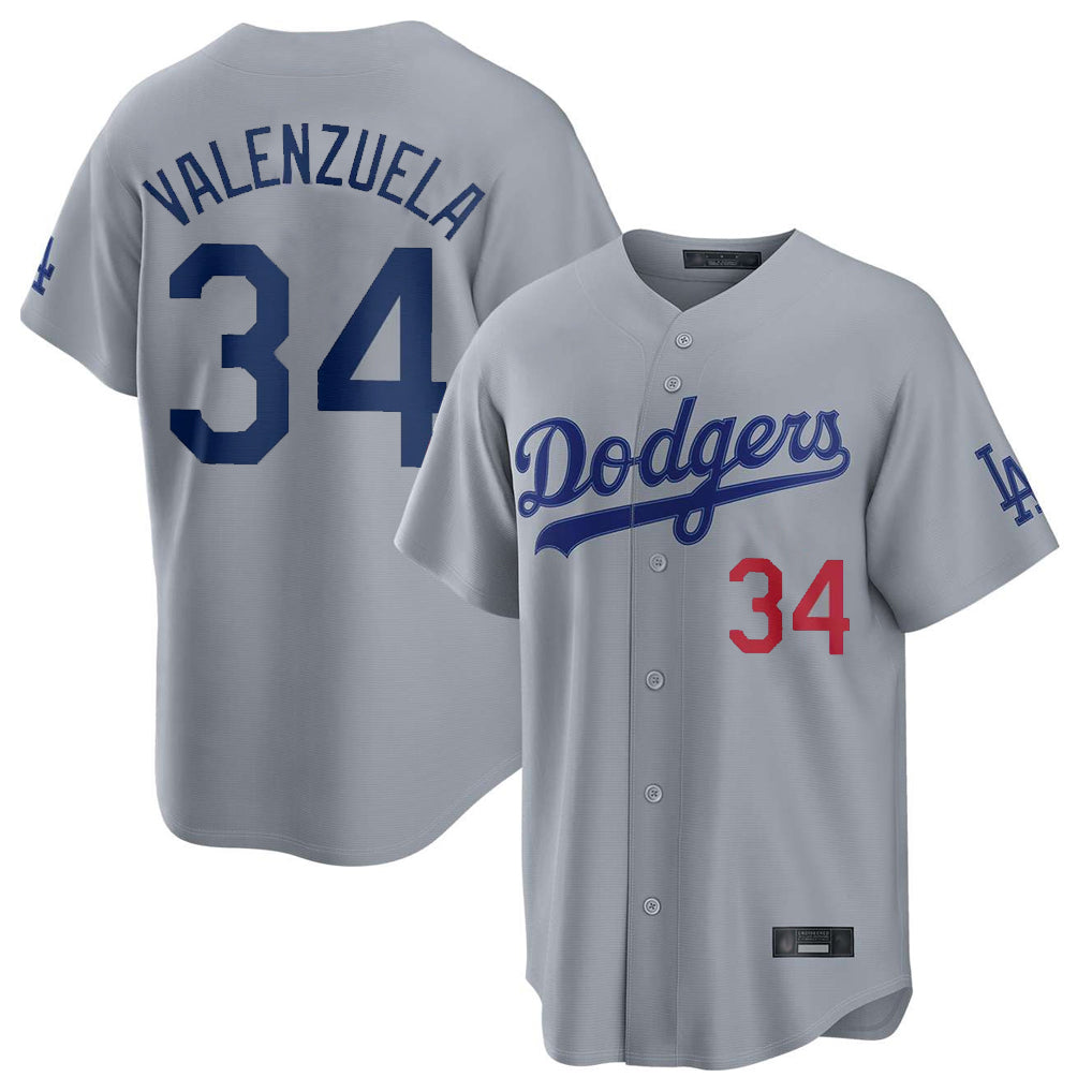 LA.Dodgers #34 Fernando Valenzuela Player Gray Game Home Hdoa Stitched Jerseys