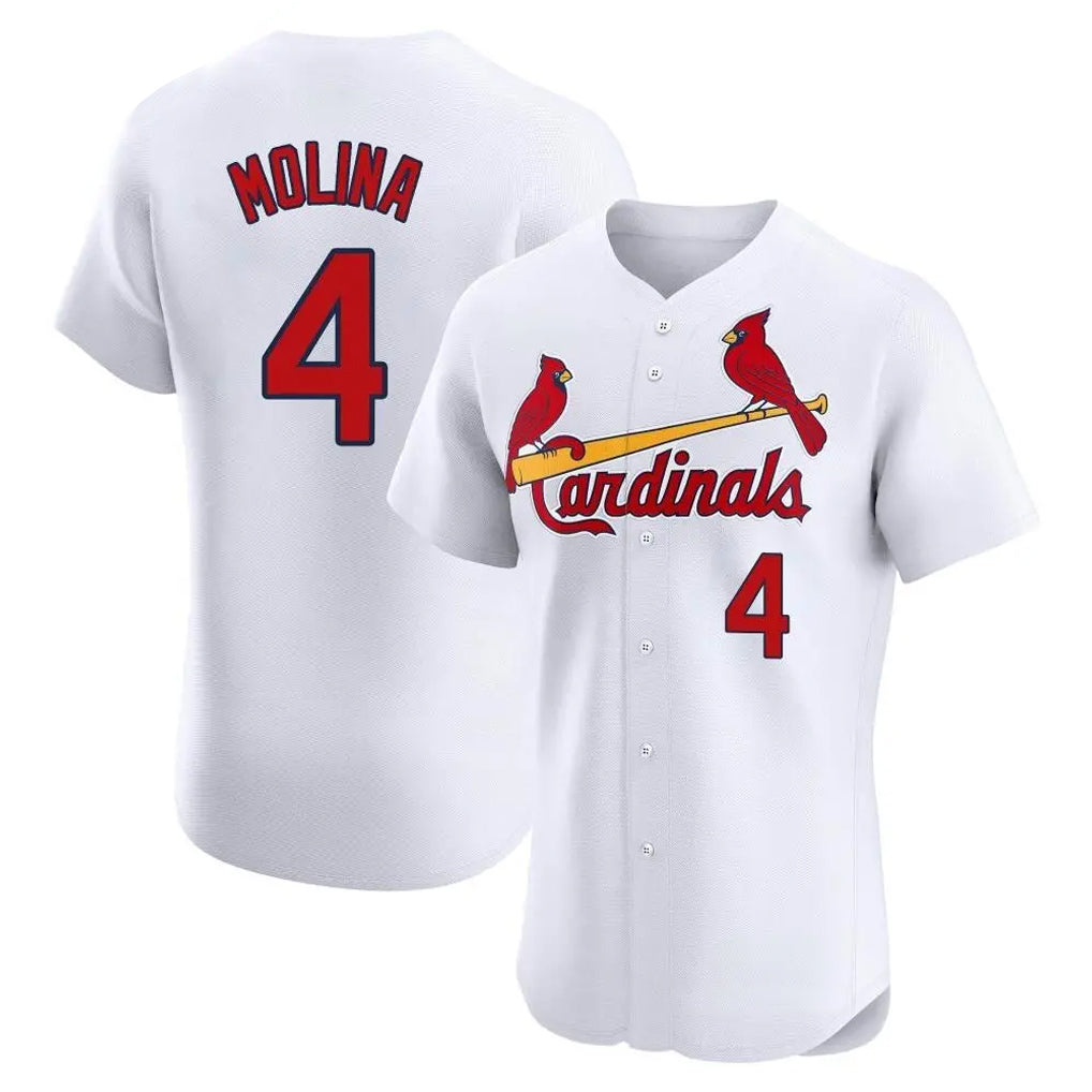 St. Louis Cardinals #4 Yadier Molina Player White Home Limited Elite Hdoa Stitched Jerseys