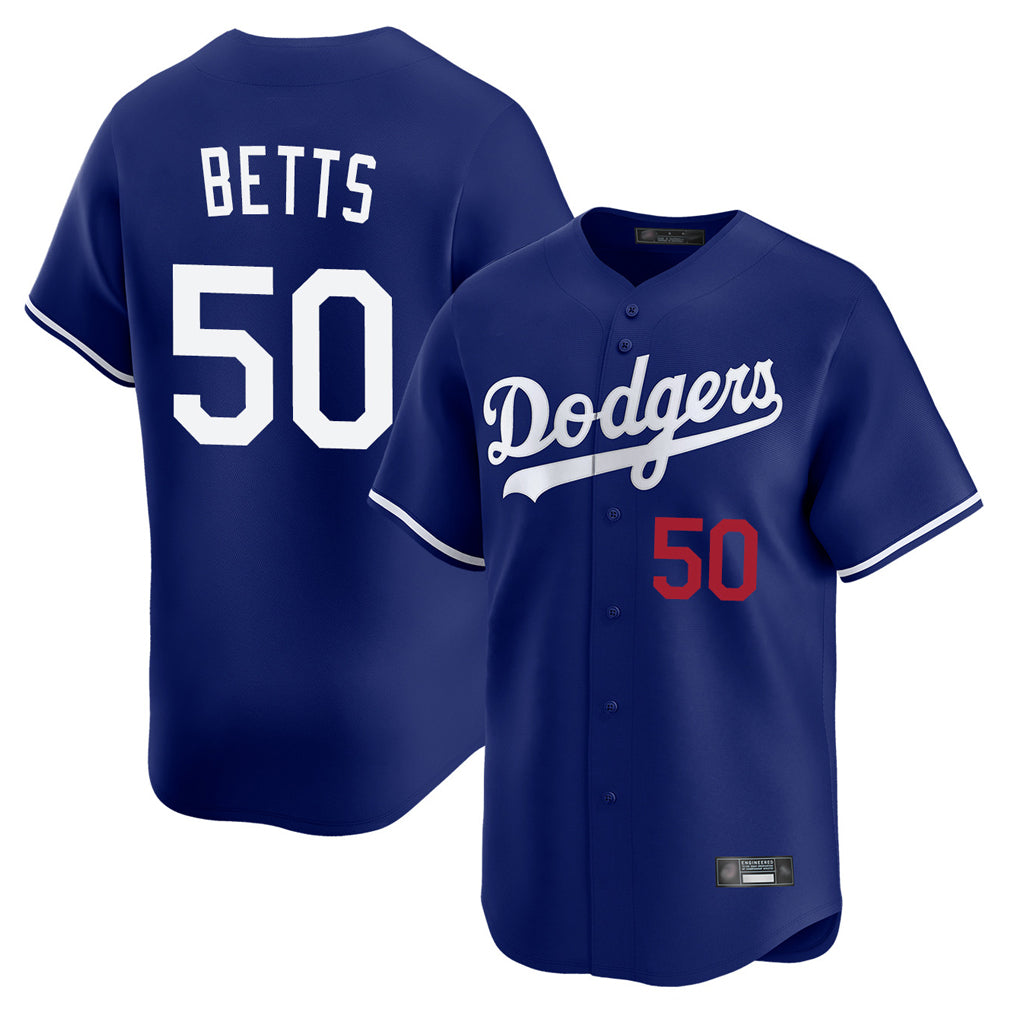 LA.Dodgers #50 Mookie Betts Player Royal Limited Home Hdoa Stitched Jerseys