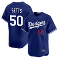LA.Dodgers #50 Mookie Betts Player Royal Limited Home Hdoa Stitched Jerseys