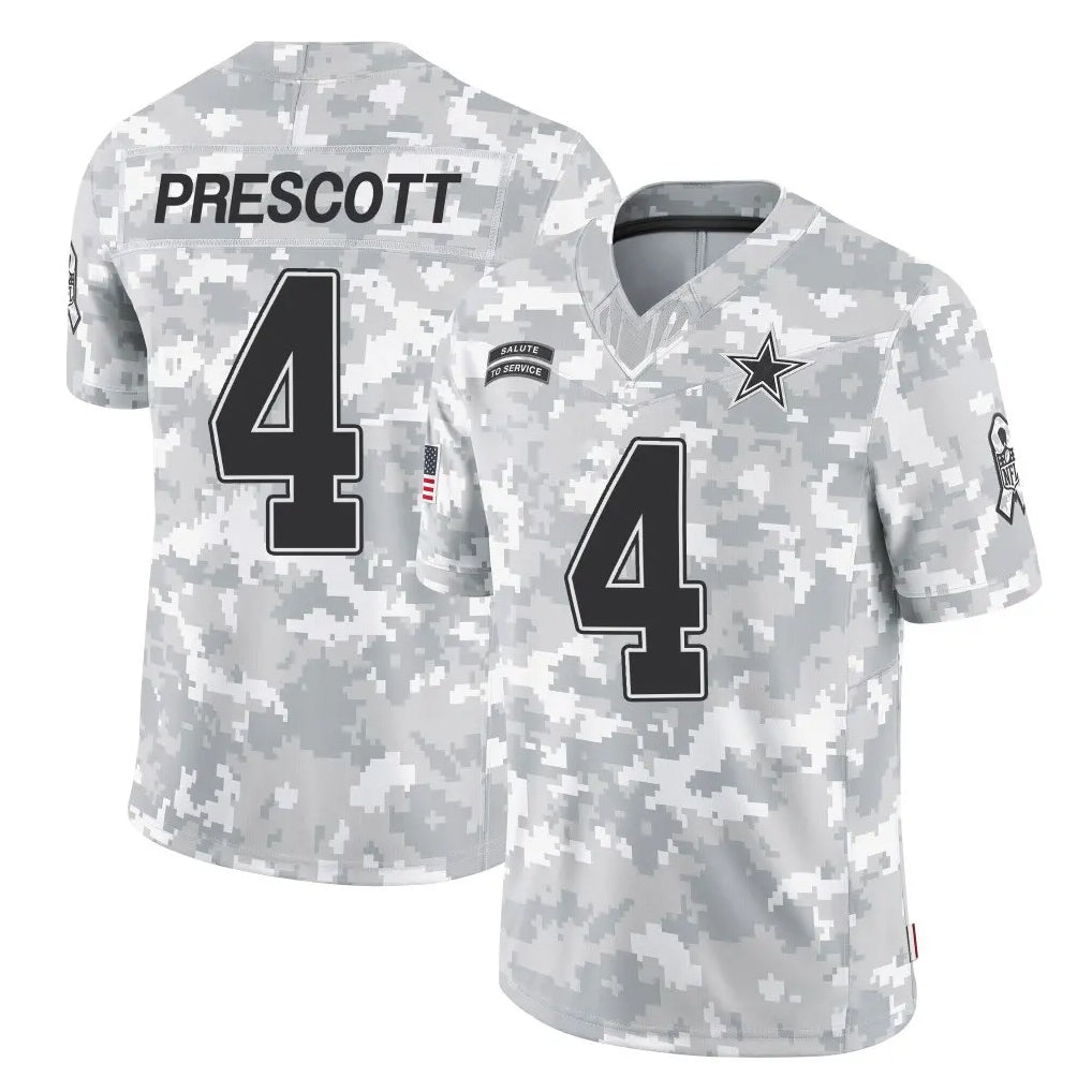 D.Cowboys #4 Dak Prescott Player Arctic Camo Salute to Service Limited Home Game Hdoa Stitched Jerseys