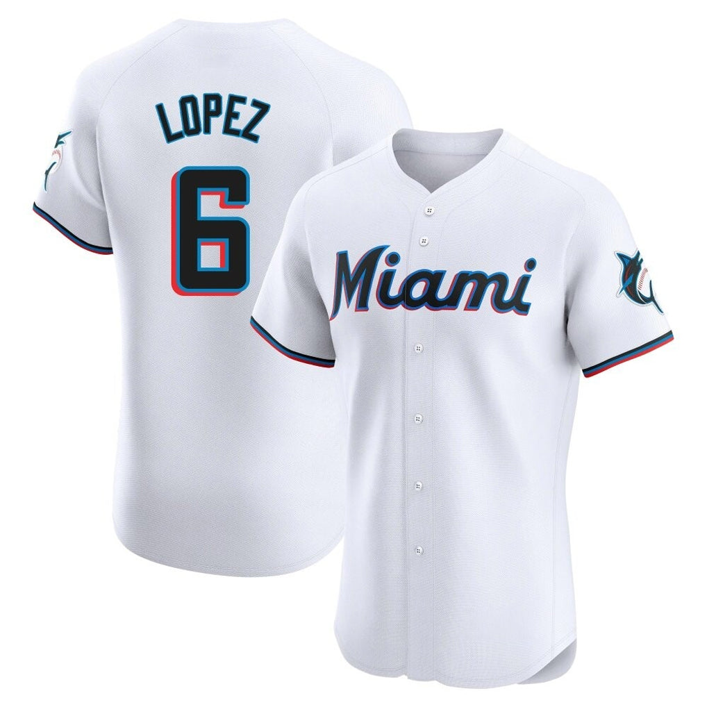 M.Marlins #6 Otto Lopez Player White  Home Limited Elite Hdoa Stitched Jerseys