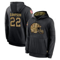 C.Browns #22 Dylan Sampson Player Black Salute to Service Pullover Hoodies Limited Hdoa Stitched Jerseys