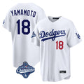LA.Dodgers #18 Yoshinobu Yamamoto Player White World Series Meet Home Game Hdoa Stitched Jerseys