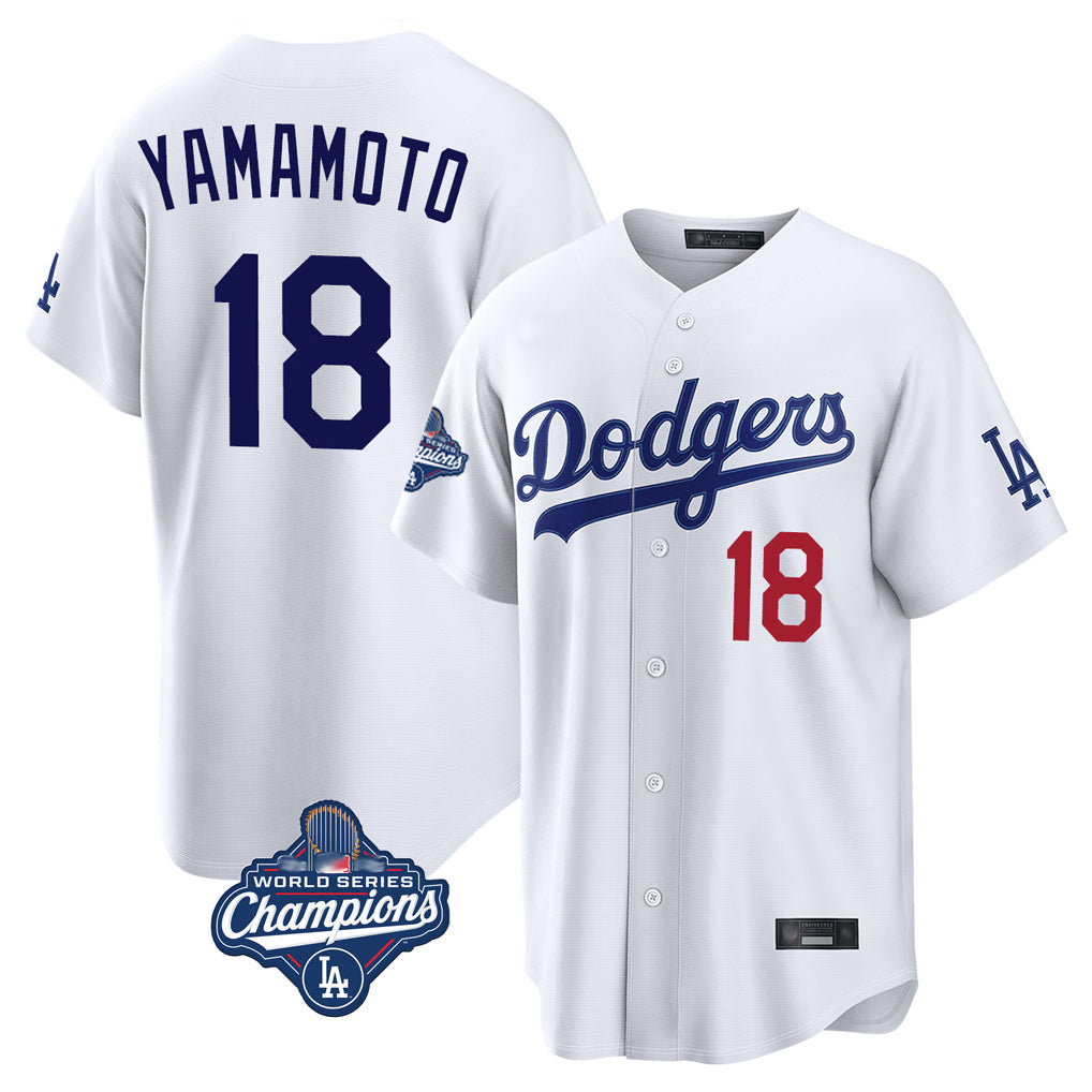 LA.Dodgers #18 Yoshinobu Yamamoto Player White World Series Meet Home Game Hdoa Stitched Jerseys
