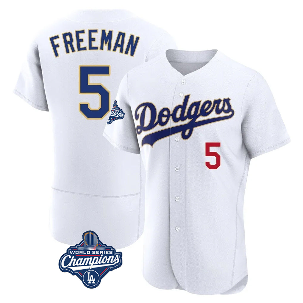 LA.Dodgers #5 Freddie Freeman Player Gold White World Series Meet 2026 Collection Stadium Limited Elite Hdoa Stitched Jerseys