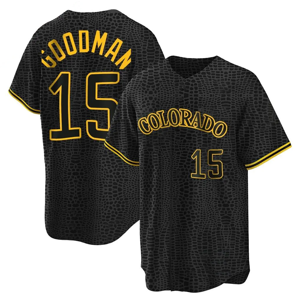 C.Rockies #15 Hunter Goodman Player Black Snake Skin City Home Game Hdoa Stitched Jerseys