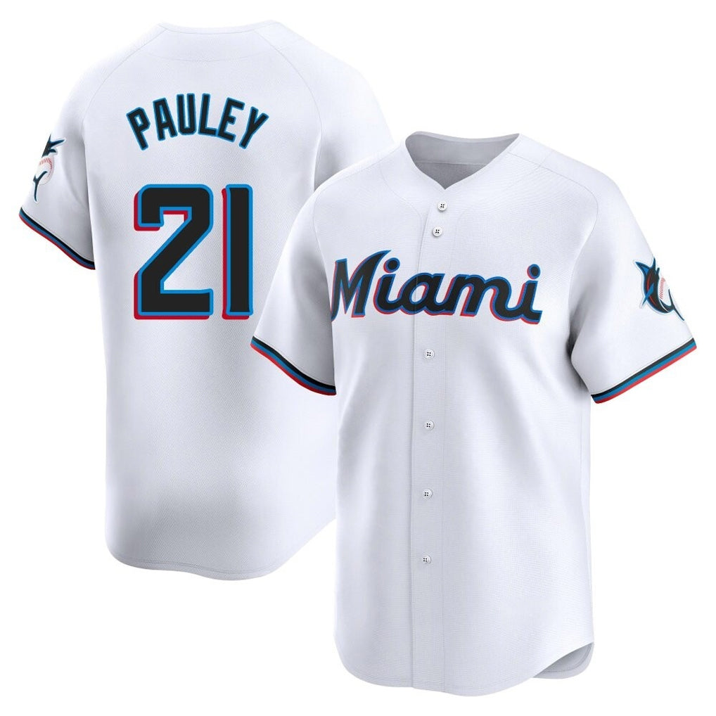 M.Marlins #21 Graham Pauley Player White  Home Limited Hdoa Stitched Jerseys