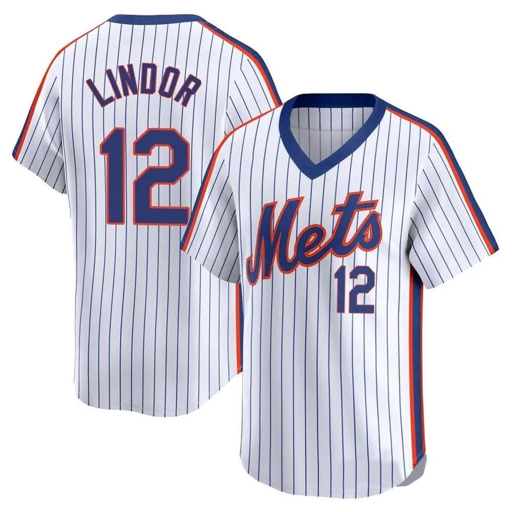 NY.Mets #12 Francisco Lindor Player White Cooperstown Collection T-shirt Game Hdoa Stitched Jerseys