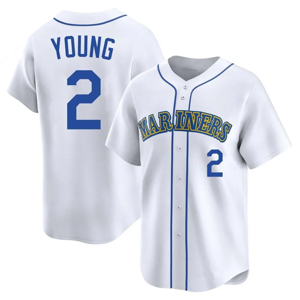 S.Mariners #2 Cole Young Player White Throwback Cooperstown Collection Limited Game Hdoa Stitched Jerseys