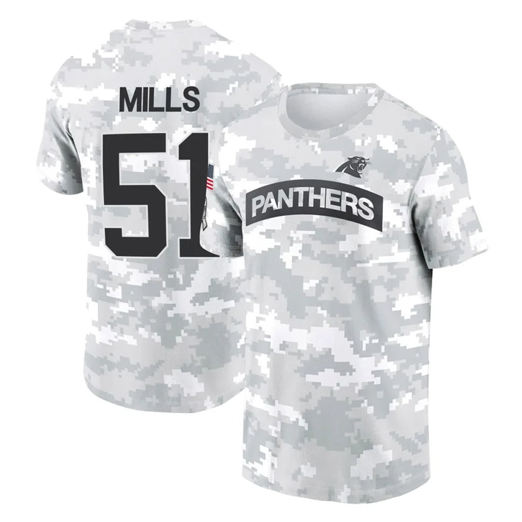 C.Panthers #51 Sam Mills Player Arctic Camo Salute to Service T-Shirt Hoodies Hdoa Stitched Jerseys