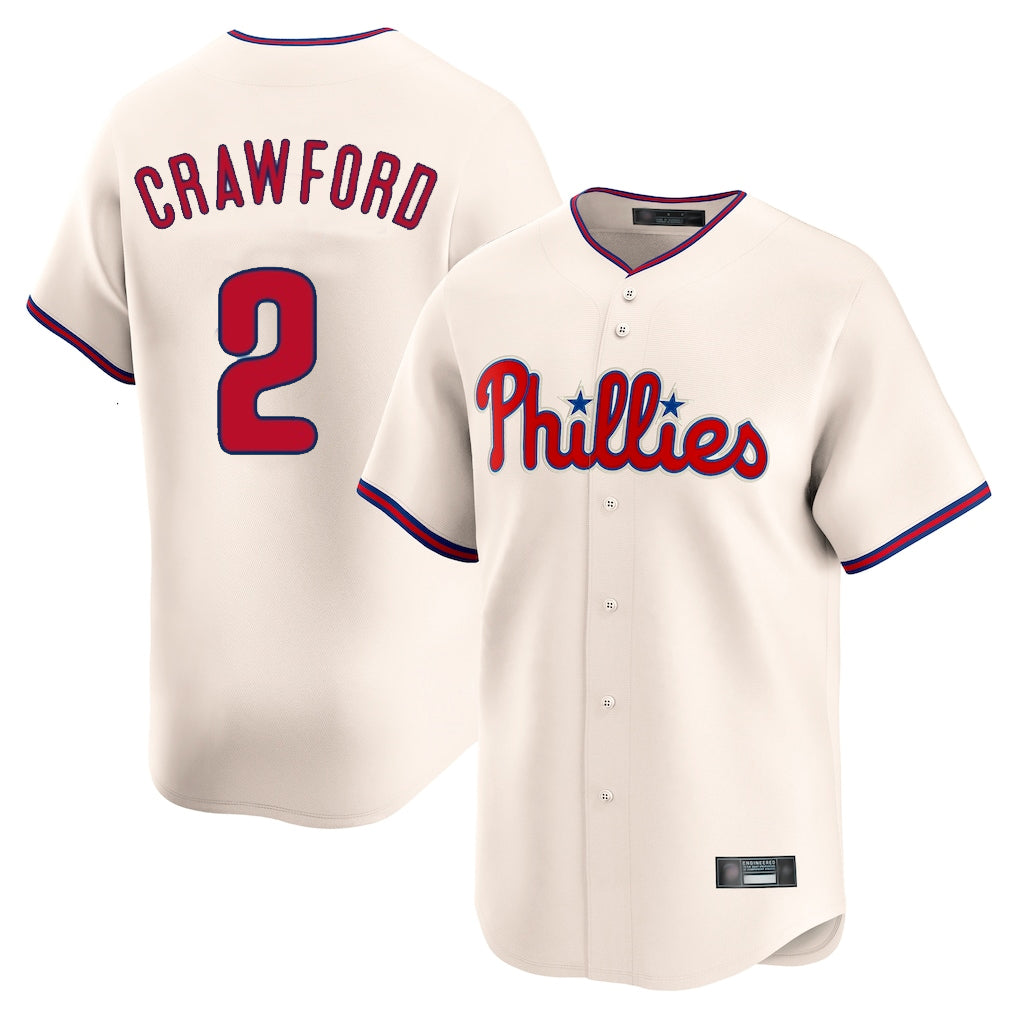 P.Phillies #2 Justin Crawford Player Cream Home Limited Hdoa Stitched Jerseys