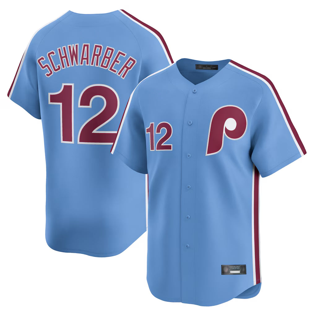 P.Phillies #12 Kyle Schwarber Player Light Blue Home Limited Hdoa Stitched Jerseys