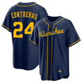 M.Brewers #24 William Contreras Player Navy Home Game Hdoa Stitched Jerseys