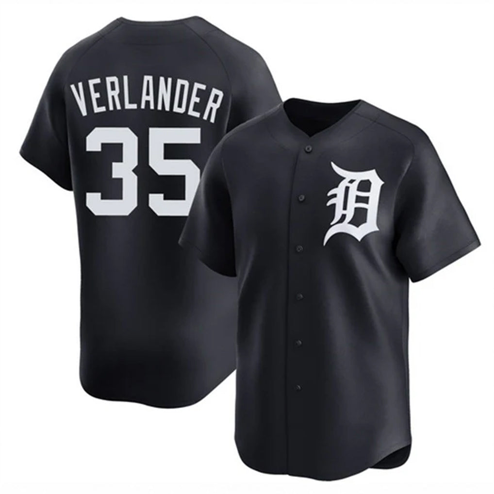 D.Tigers #35 Justin Verlander Player Navy Home Limited Game Hdoa Stitched Jerseys