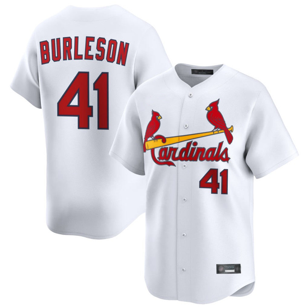 St. Louis Cardinals #41 Alec Burlesona Player White Home Limited Hdoa Stitched Jerseys