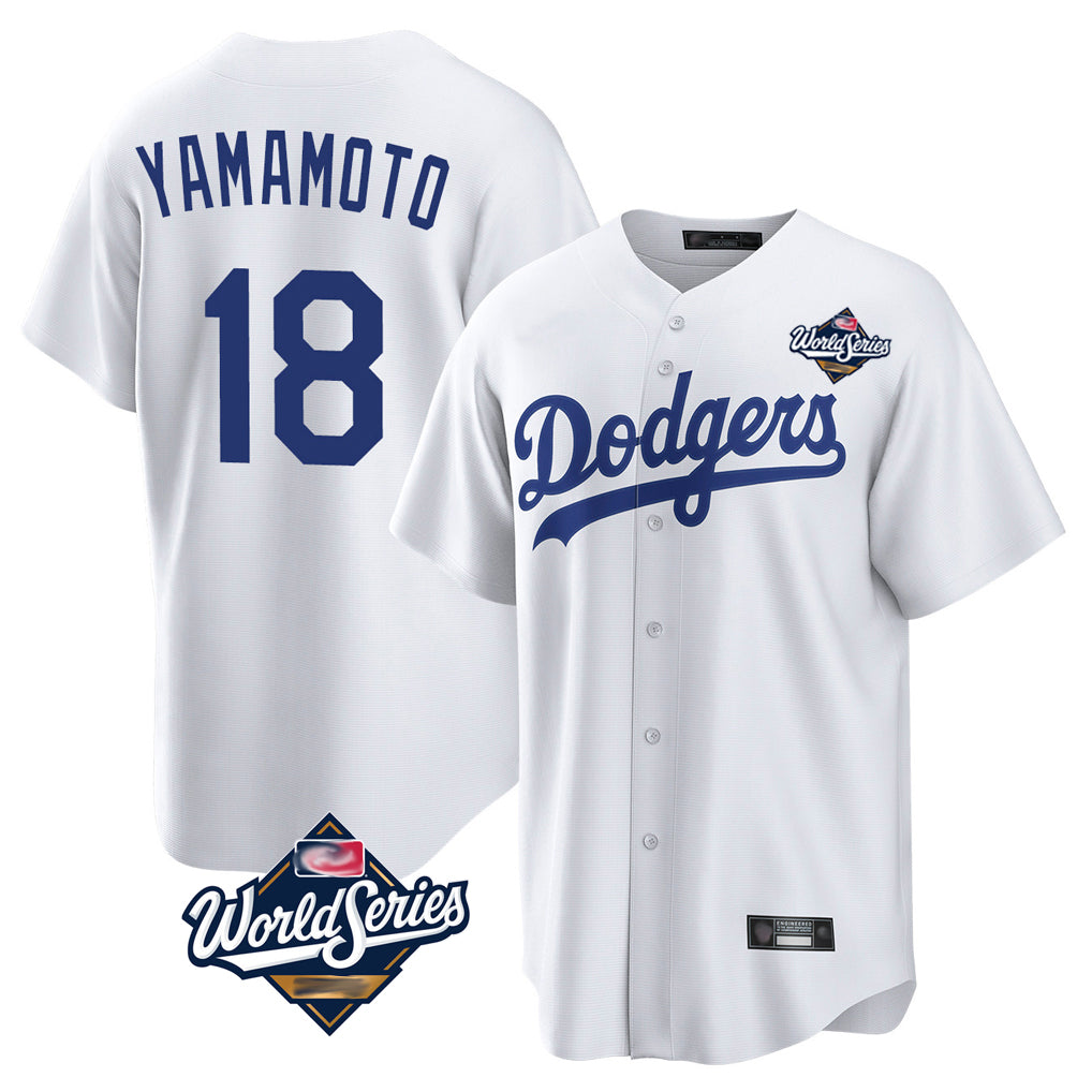 LA.Dodgers #18 Yoshinobu Yamamoto Player White World Series Game Home Hdoa Stitched Jerseys
