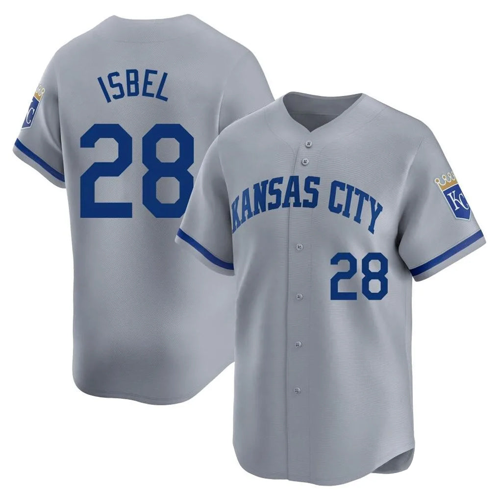 KC.Royals #28 Kyle Isbel Player Gray Limited Home Hdoa Stitched Jerseys