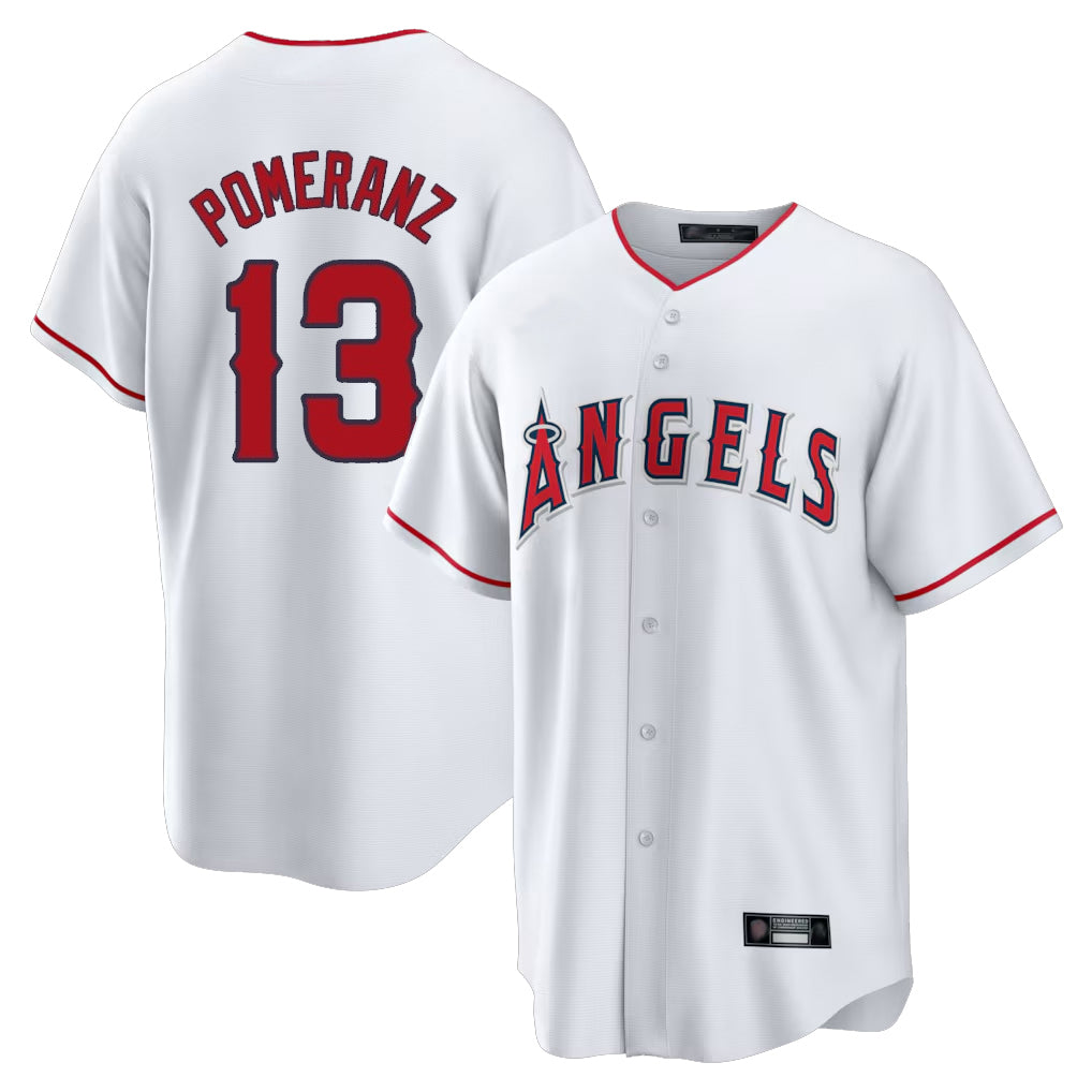LA.Angels #13 Drew Pomeranz Player White Home Game Hdoa Stitched Jerseys
