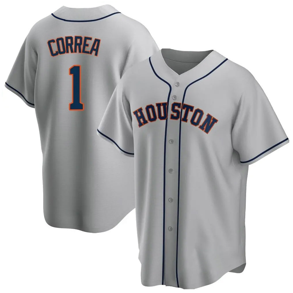 H.Astros #1 Carlos Correa Player Gray Home Game Hdoa Stitched Jerseys