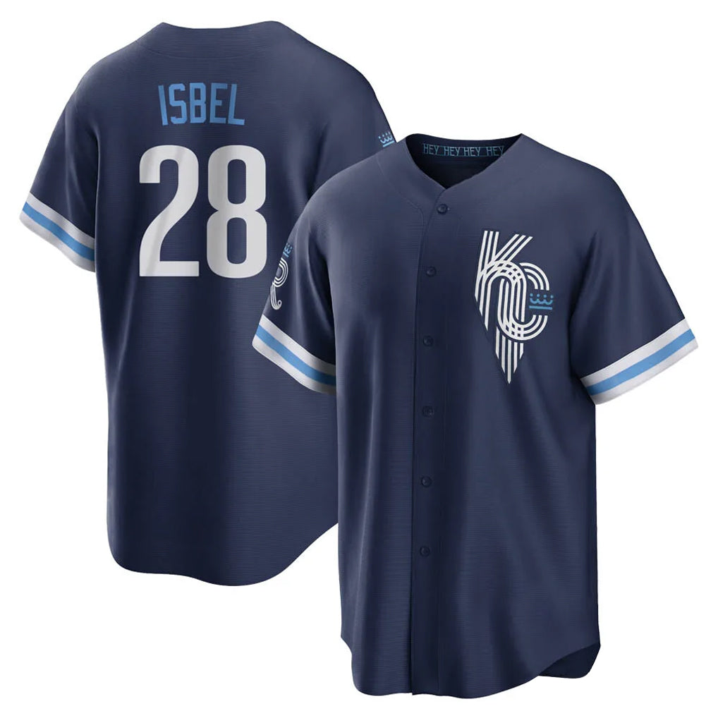 KC.Royals #28 Kyle Isbel Player Navy City Connect Home Game Hdoa Stitched Jerseys
