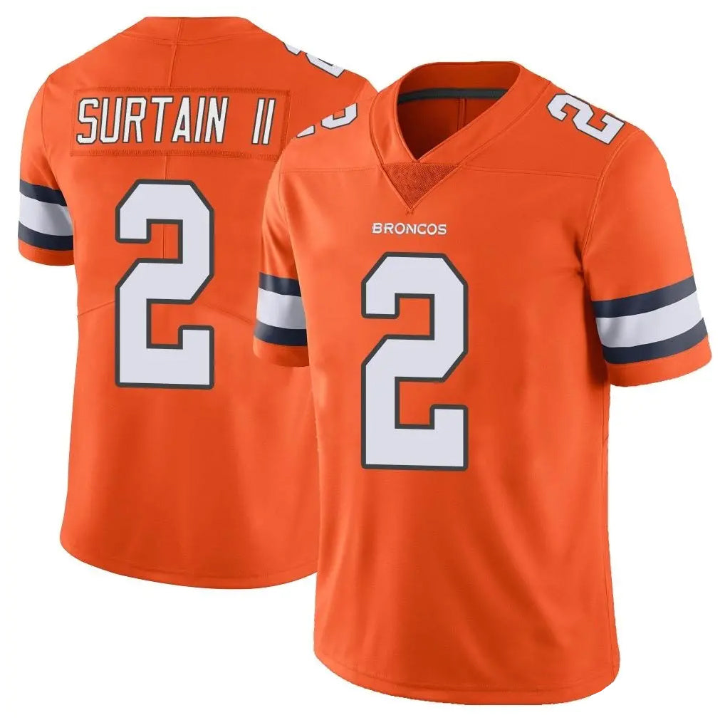 D.Broncos #2 Pat Surtain II Player Orange Vapor Untouchable Limited Home Game Hdoa Stitched Jerseys