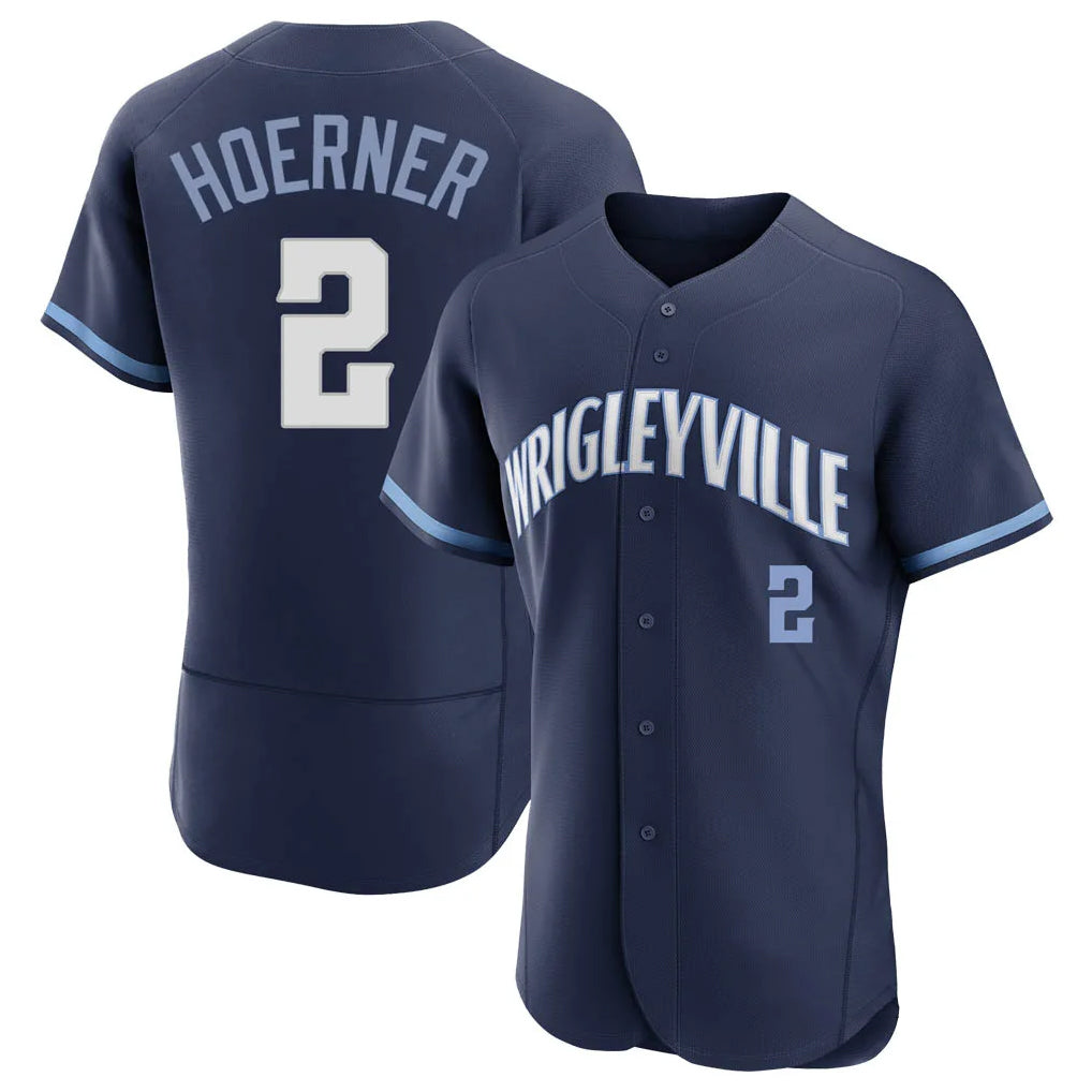 C.Cubs #2 Nico Hoerner Player Navy City Connect Limited Elite Home Hdoa Stitched Jerseys