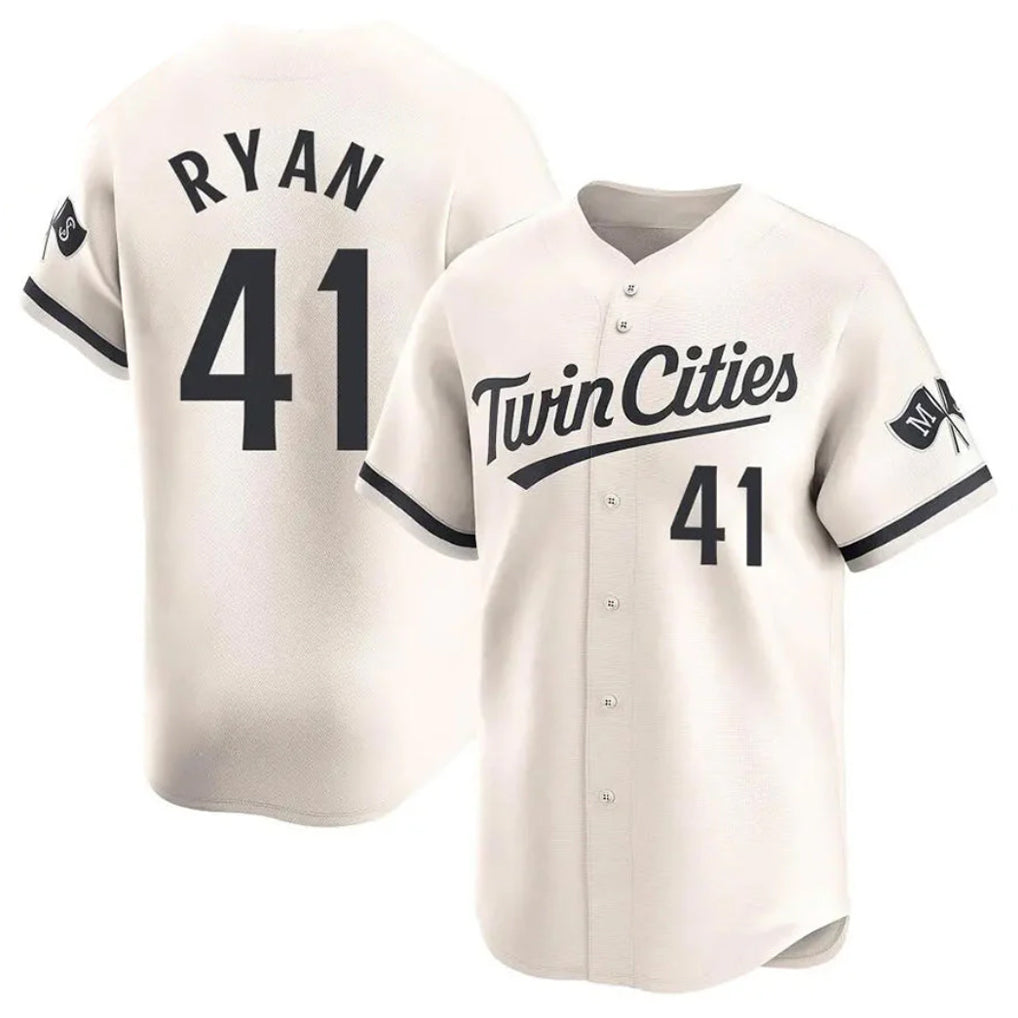 M.Twins #41 Joe Ryan Player Cream Home Limited Hdoa Stitched Jerseys
