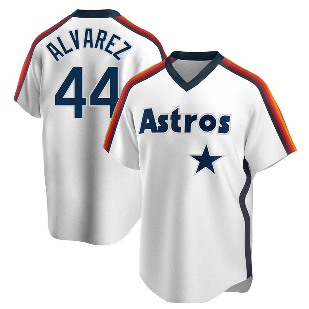 H.Astros #44 Yordan Alvarez Player White Cooperstown Collection T-shirt Hdoa Stitched Jerseys