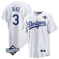 LA.Dodgers #3 Edwin D¨ªaz Player White World Series Game Home Hdoa Stitched Jerseys