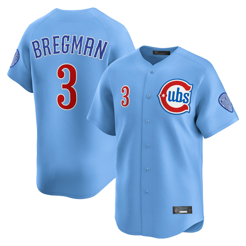 C.Cubs #3 Alex Bregman Player Light Blue Limited Home Hdoa Stitched Jerseys